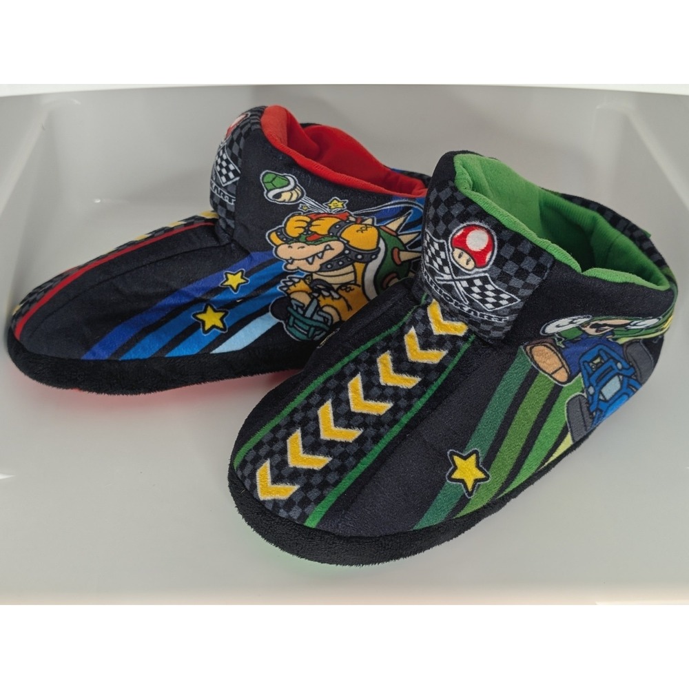 Nintendo Mario Kart Mismatch Yoshi Plush Bootie Slippers Velvet Soft Boys 4-5